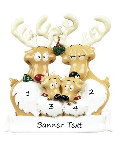 Reindeer Family 4 Personalised Christmas Ornament