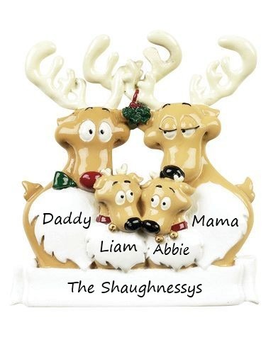 Reindeer Family 4 Personalised Christmas Ornament
