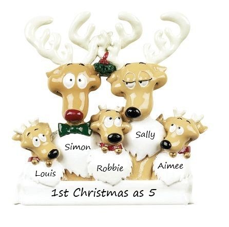 Reindeer Family 5 Personalised Christmas Ornament