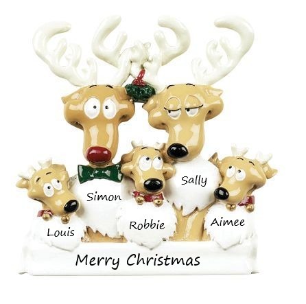 Reindeer Family 5 Personalised Christmas Ornament