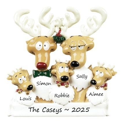 Reindeer Family 5 Personalised Christmas Ornament