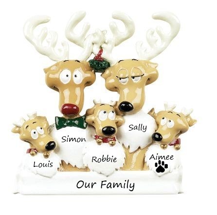 Reindeer Family 5 Personalised Christmas Ornament