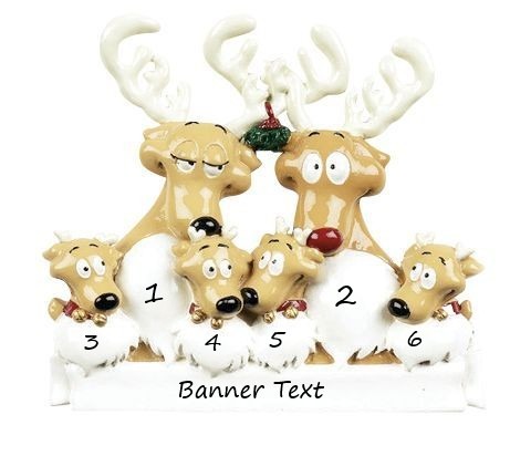 Reindeer Family 6 Personalised Christmas Ornament