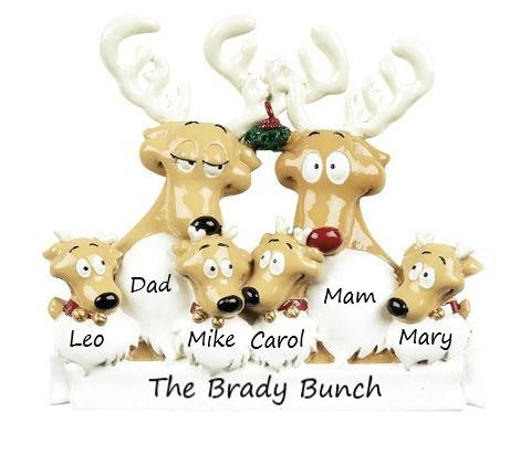 Reindeer Family 6 Personalised Christmas Ornament