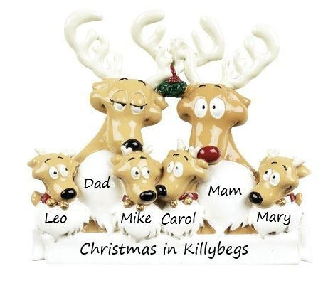 Reindeer Family 6 Personalised Christmas Ornament