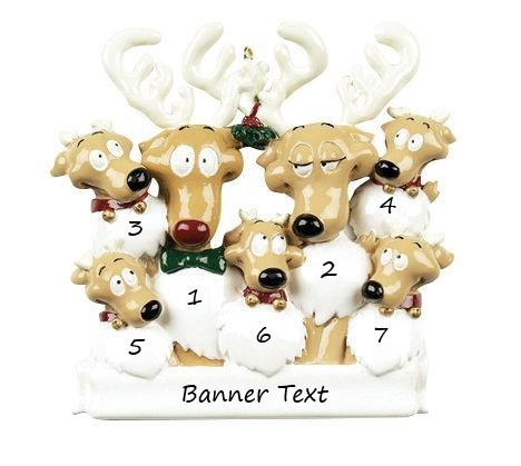 Reindeer Family 7 Personalised Christmas Ornament