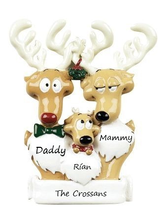 Reindeer Family 3 Personalised Christmas Ornament
