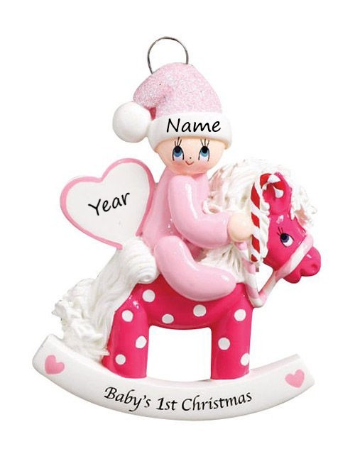 Rocking Pony Pink Personalised Christmas Ornament