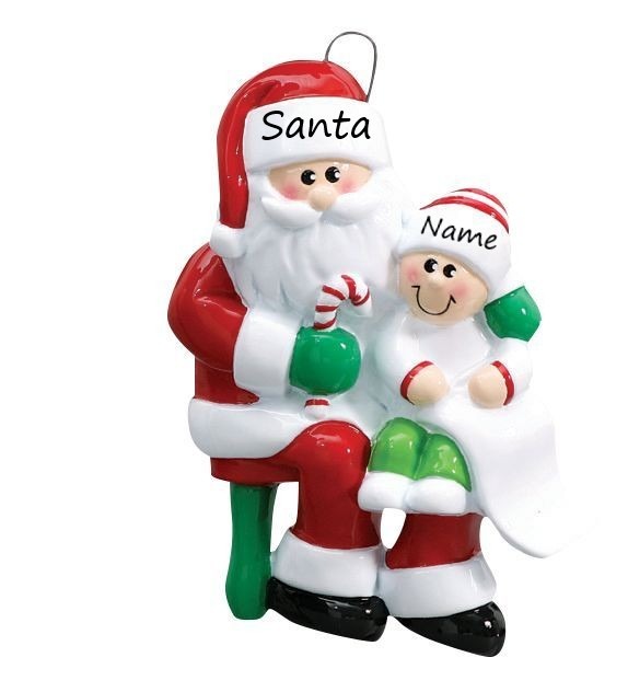 Santa’s Visit With Child Personalised Christmas Ornament