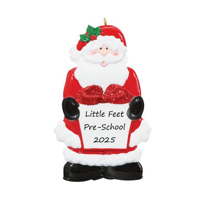 Santa With Gift Personalised Christmas Ornament
