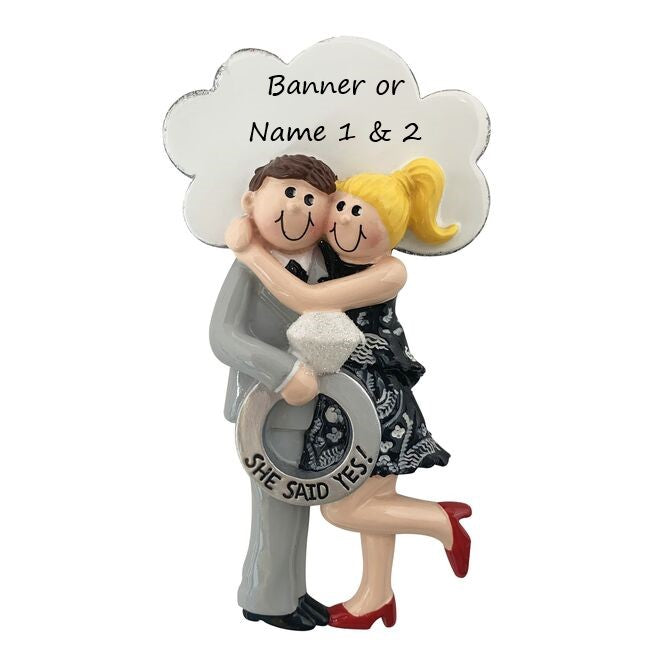 She Said Yes - BLONDE Personalised Christmas Ornament