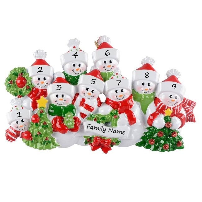 Snow Family 9 Personalised Christmas Ornament