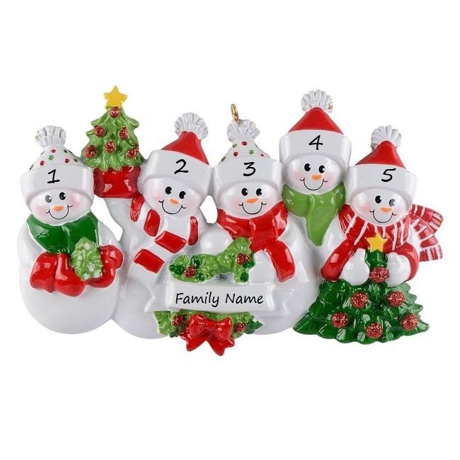 Snow Family 5 Personalised Christmas Ornament
