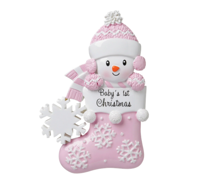 PX Baby in Stocking Pink Personalised Christmas Ornament