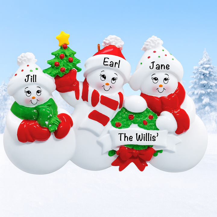 Snow Family 3 Personalised Christmas Ornament