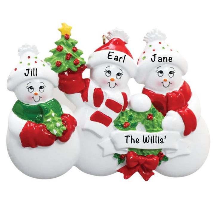 Snow Family 3 Personalised Christmas Ornament