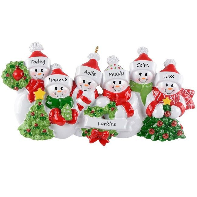 Snow Family 6 Personalised Christmas Ornament
