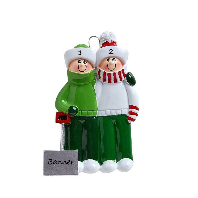 Snow Shovel Couple Personalised Christmas Ornament