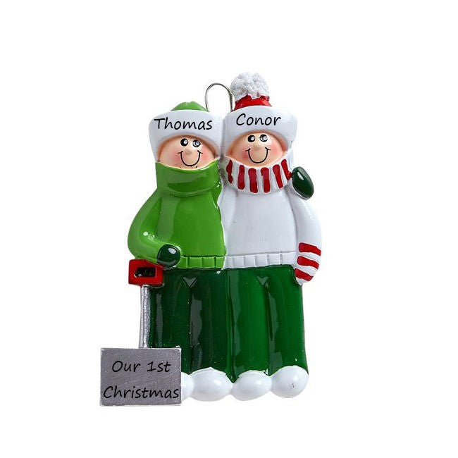 Snow Shovel Couple Personalised Christmas Ornament