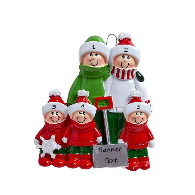 Snow Shovel Family 5 Personalised Christmas Ornament