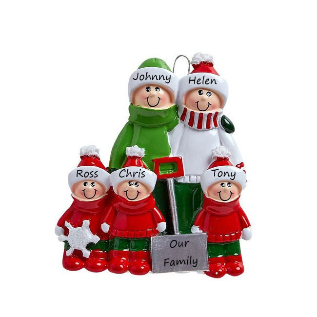 Snow Shovel Family 5 Personalised Christmas Ornament