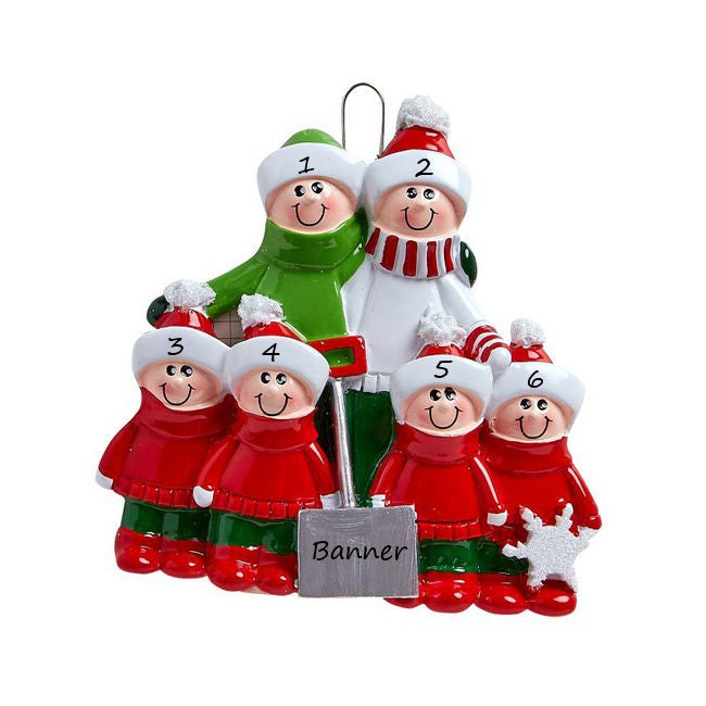 Snow Shovel Family 6 Personalised Christmas Ornament