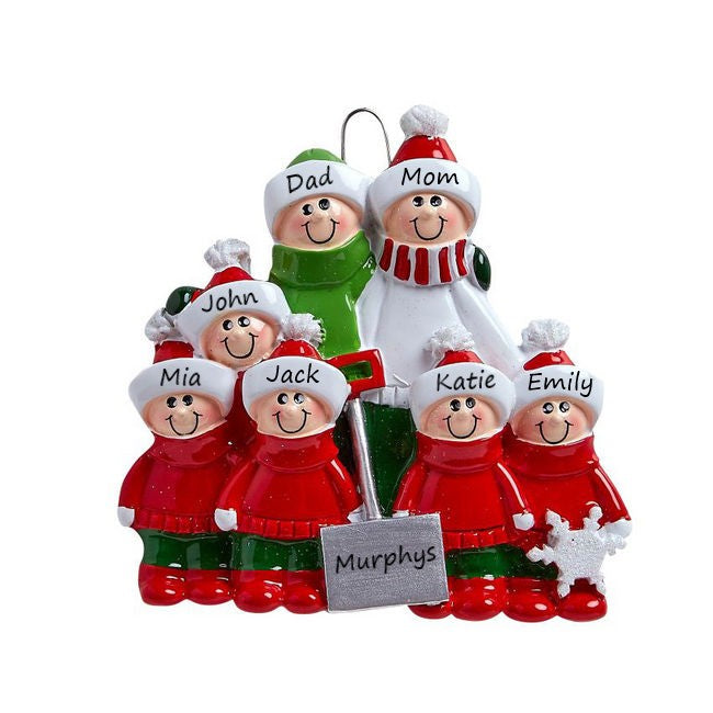 Snow Shovel Family 7 Personalised Christmas Ornament