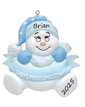 Snow Baby Boy 1st Christmas Personalised Christmas Ornament
