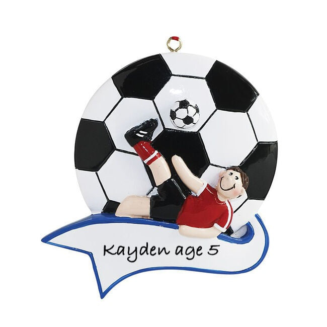 Soccer Kick Boy Personalised Christmas Ornament