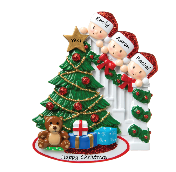 Peeking down the stairs -3 Personalised Christmas Ornament