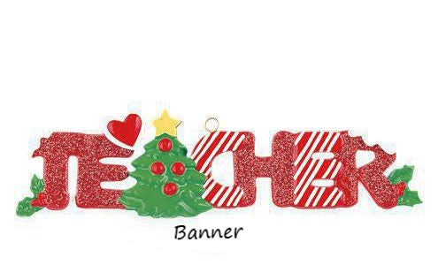 Teacher Glittered Word Personalised Christmas Ornament