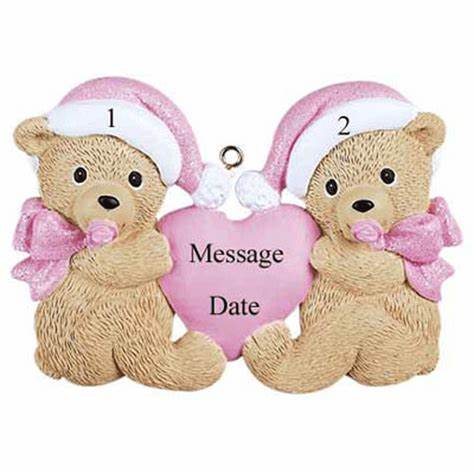 Twins (Pink &amp; Pink) Personalised Christmas Ornament