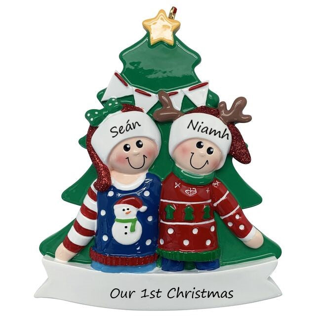 Ugly Jumper Couple Personalised Christmas Ornament