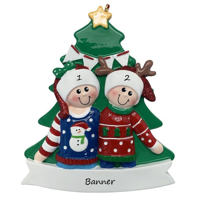 Ugly Jumper Couple Personalised Christmas Ornament