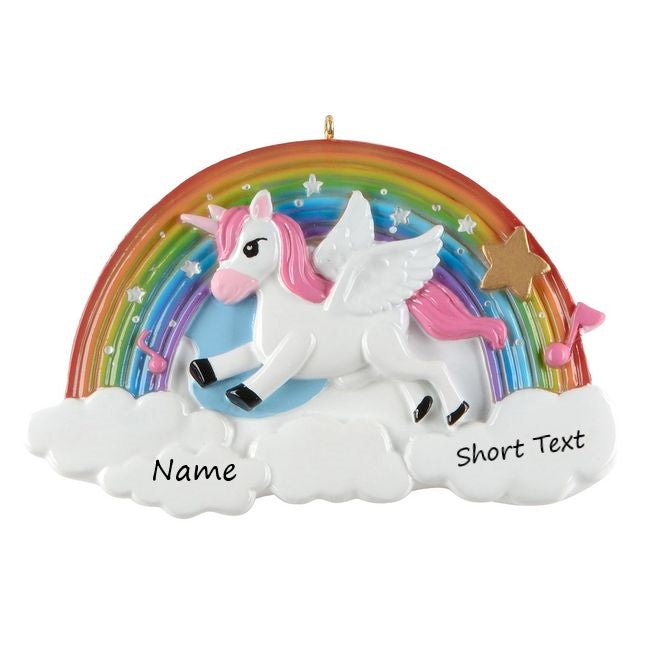 Unicorn Rainbow Personalised Christmas Ornament