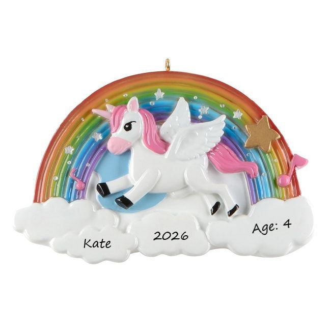 Unicorn Rainbow Personalised Christmas Ornament