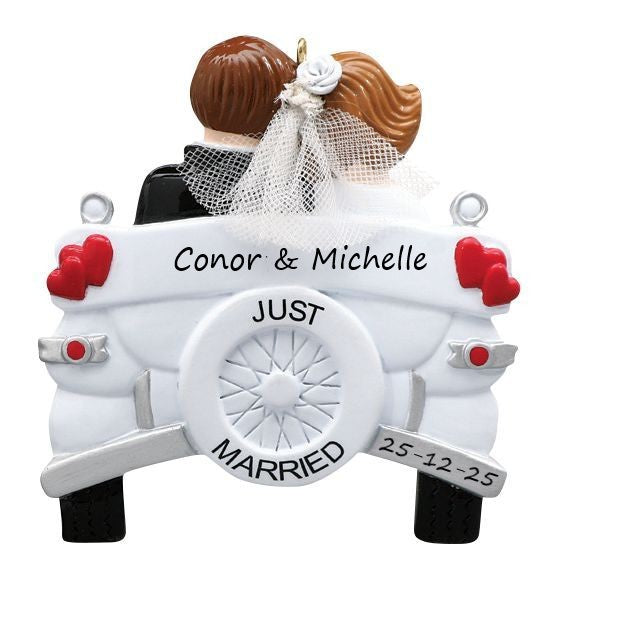 Vintage Wedding Car Personalised Ornament