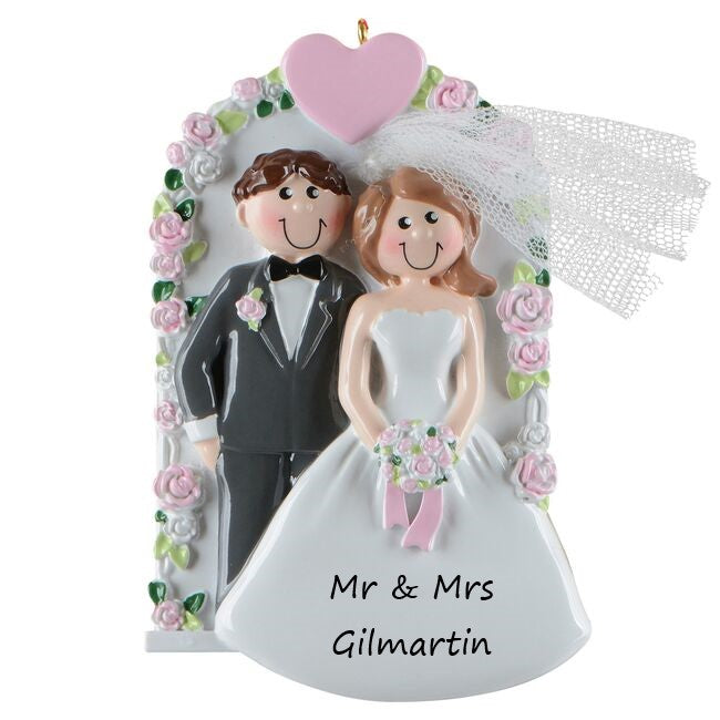 Rose Wedding Arch Personalised Christmas Ornament