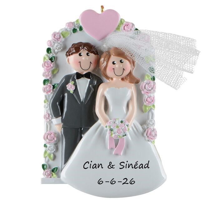 Rose Wedding Arch Personalised Christmas Ornament