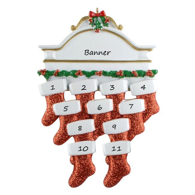 White Mantle Family 11  Personalised Christmas Ornament