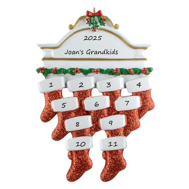 White Mantle Family 11  Personalised Christmas Ornament