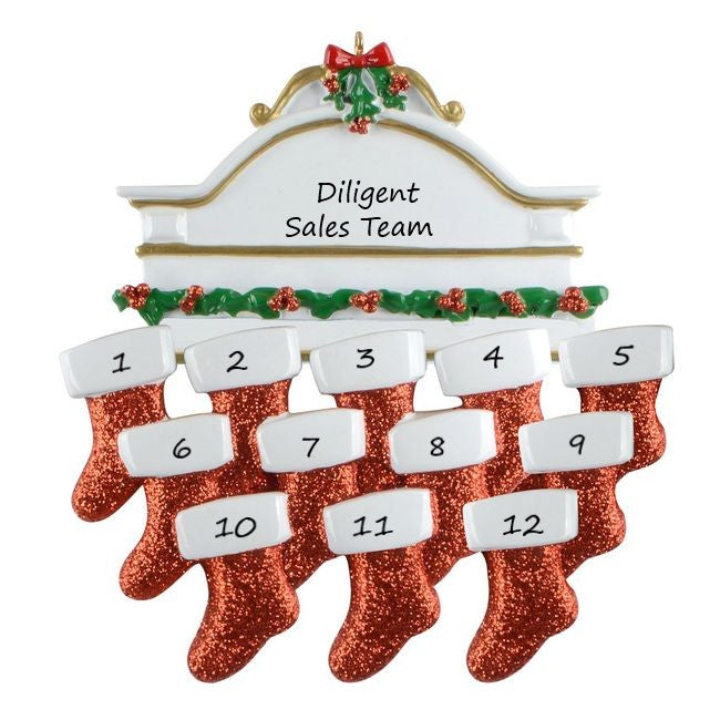 White Mantle Family 12  Personalised Christmas Ornament
