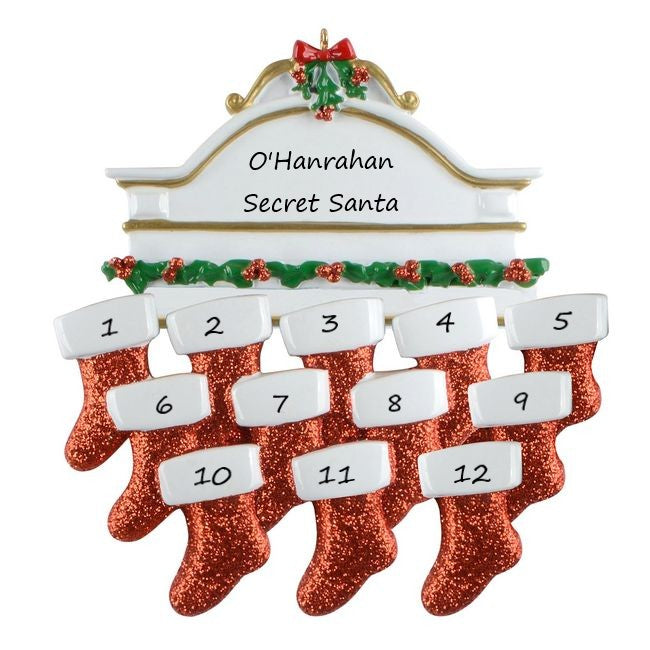 White Mantle Family 12  Personalised Christmas Ornament