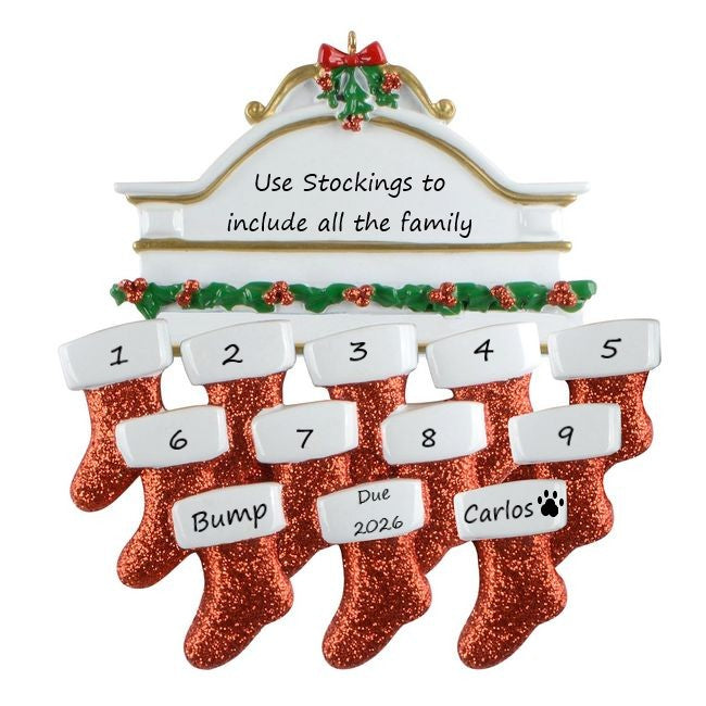 White Mantle Family 12  Personalised Christmas Ornament