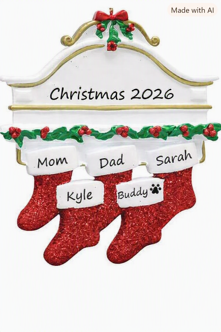 White Mantle 5 Personalised Christmas Ornament