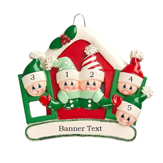 Christmas window family 5 names personalised ornament