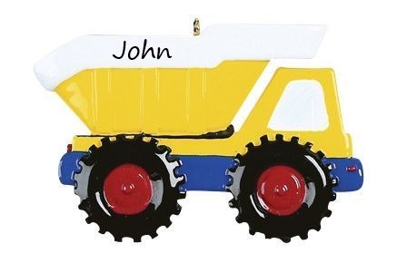Yellow Dump Truck Personalised Christmas Ornament