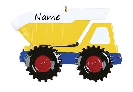 Yellow Dump Truck Personalised Christmas Ornament