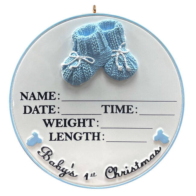 Baby Booties - Blue Personalised Christmas Ornament
