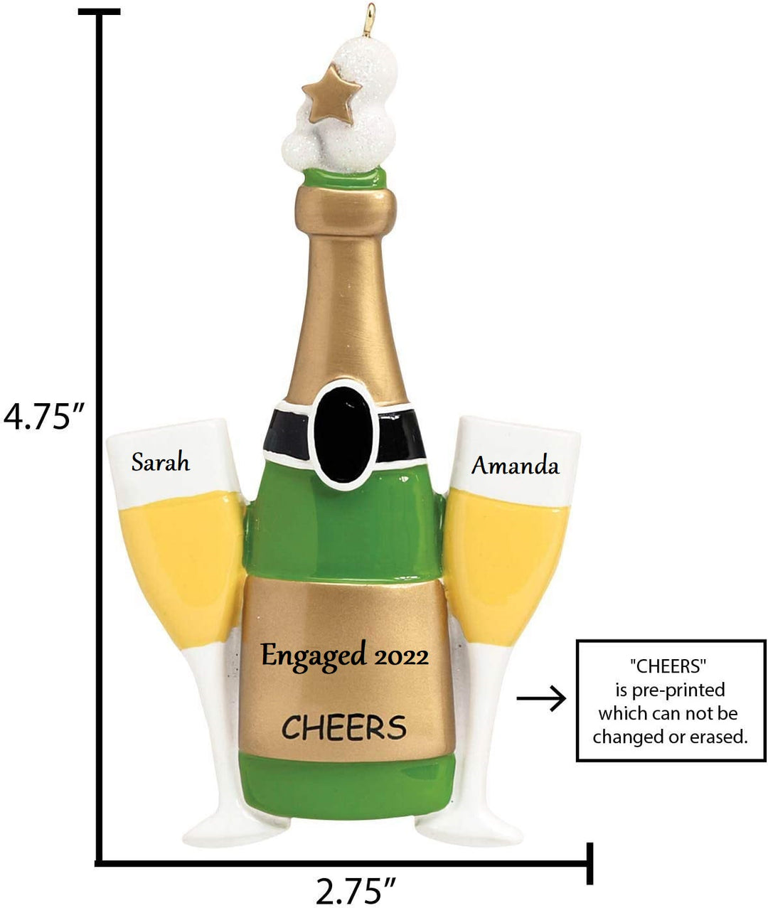 Champagne Toast Personalised Ornament